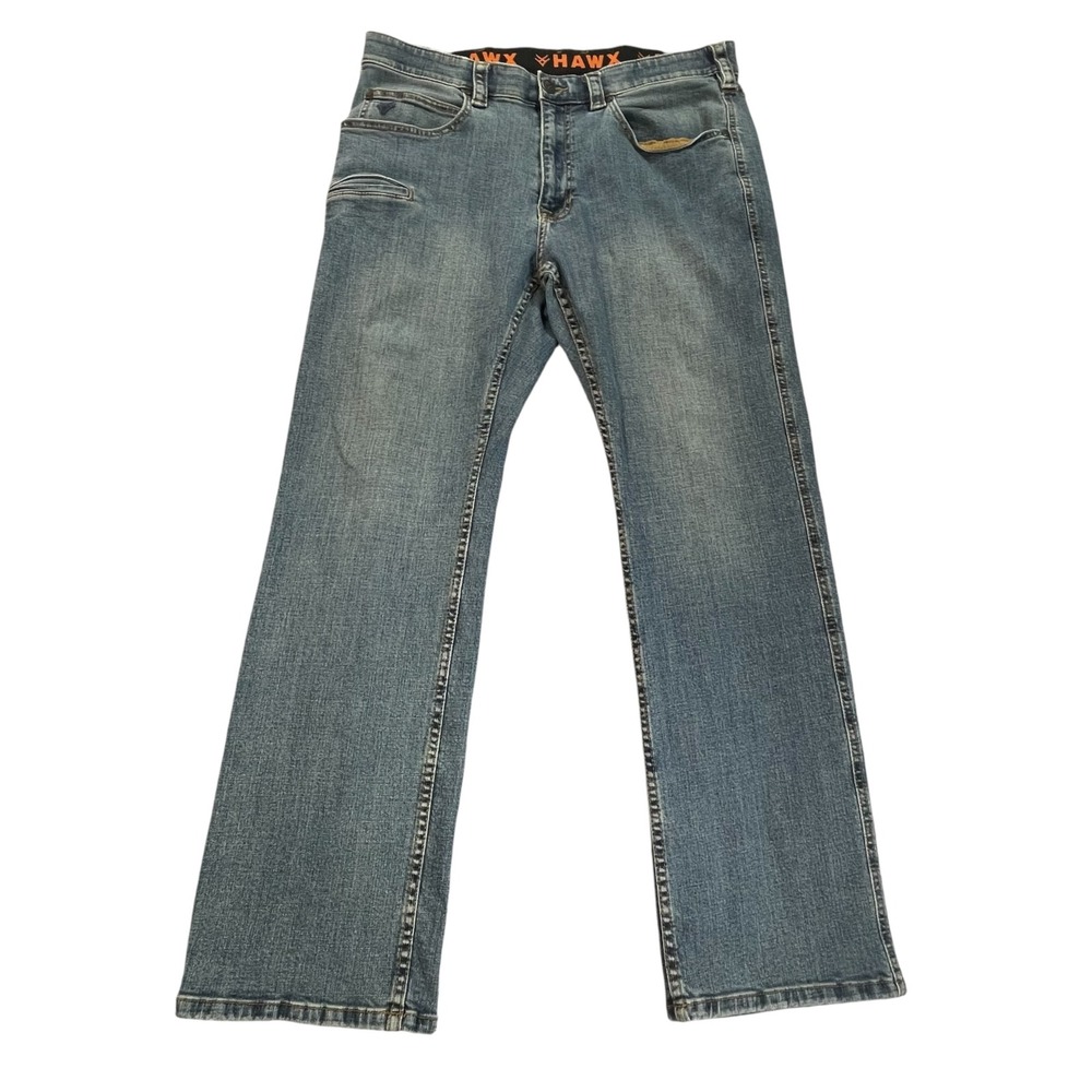 Hawx Mens Workwear Jeans 36x30 Medium Wash Blue Straight Leg HXSP24J69-MEDBL